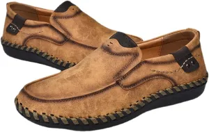 AINIJIA&HOLO Men's Hand Sewn Leather Casual Shoes Nubuck Casual Loafers Ankle Chukka Boots Outdoor Walking Driving Shoes