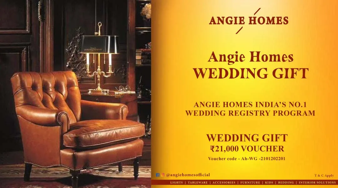 Angie Homes Offers Indian Wedding Gift Voucher for Luxury Sofa