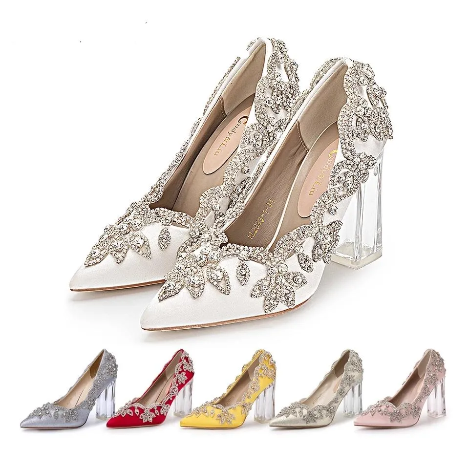 Bling Bridal  Crystal Wedding Shoees  Satin Silk Pumps