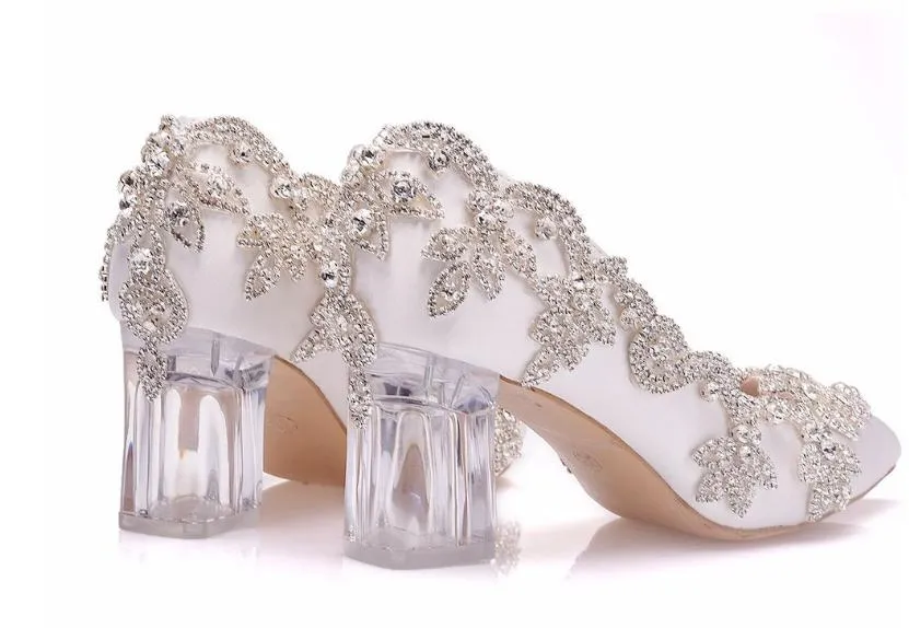 Bling Bridal  Crystal Wedding Shoees  Satin Silk Pumps
