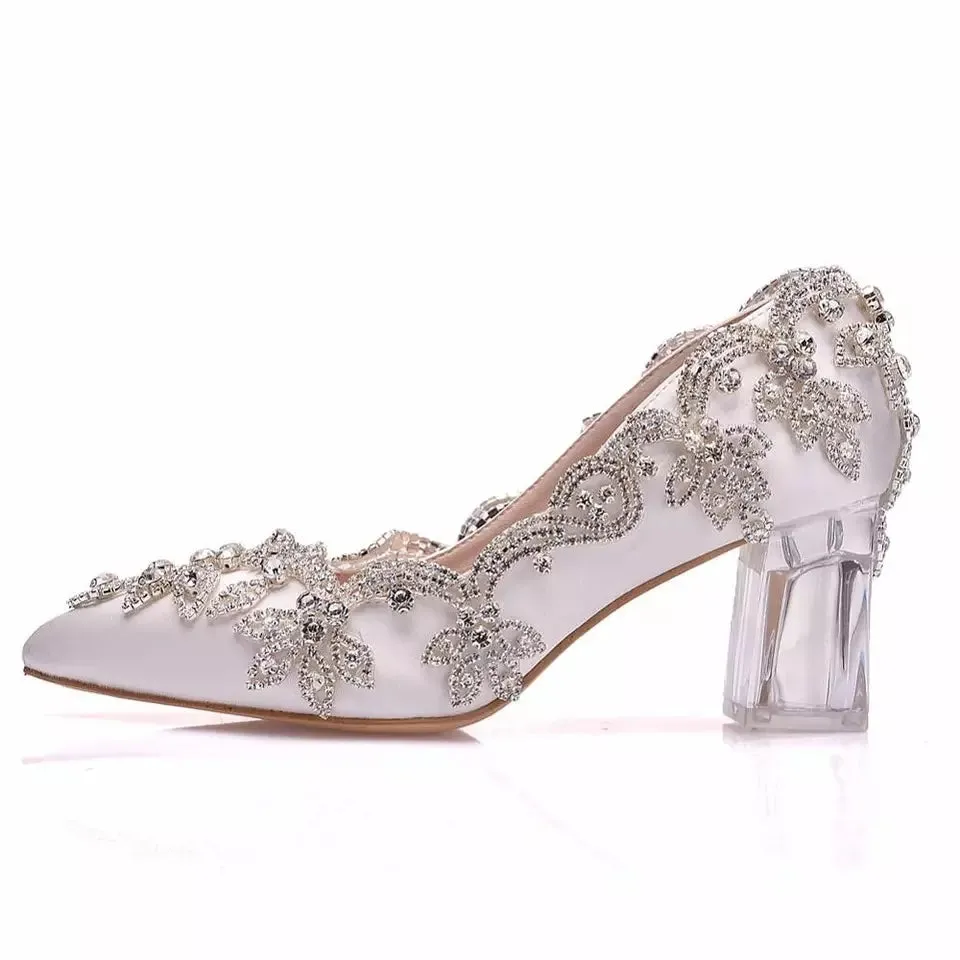 Bling Bridal  Crystal Wedding Shoees  Satin Silk Pumps