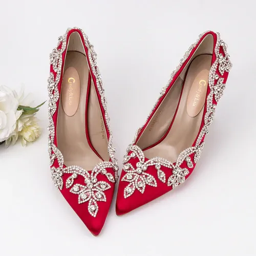 Bling Bridal  Crystal Wedding Shoees  Satin Silk Pumps