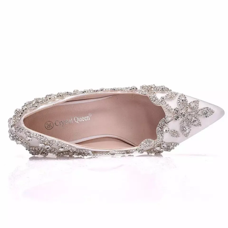 Bling Bridal  Crystal Wedding Shoees  Satin Silk Pumps