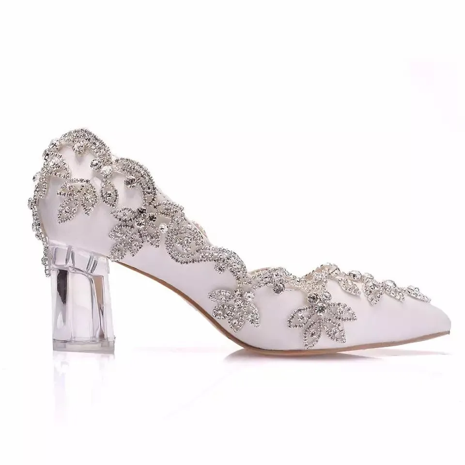 Bling Bridal  Crystal Wedding Shoees  Satin Silk Pumps