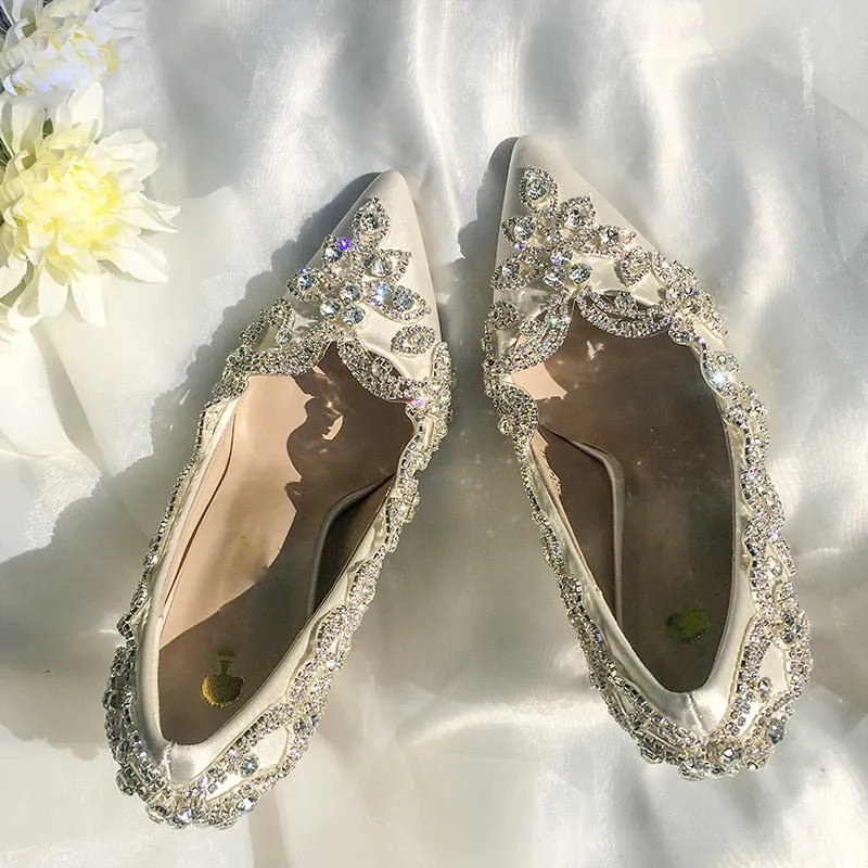 Bling Bridal  Crystal Wedding Shoees  Satin Silk Pumps