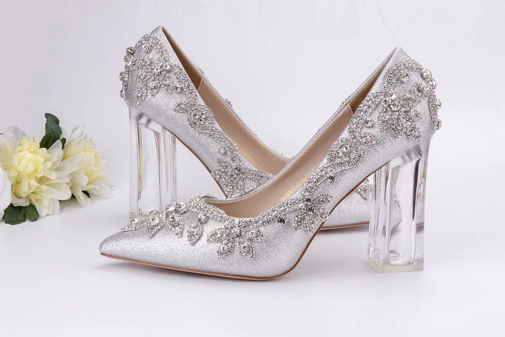 Bling Bridal  Crystal Wedding Shoees  Satin Silk Pumps