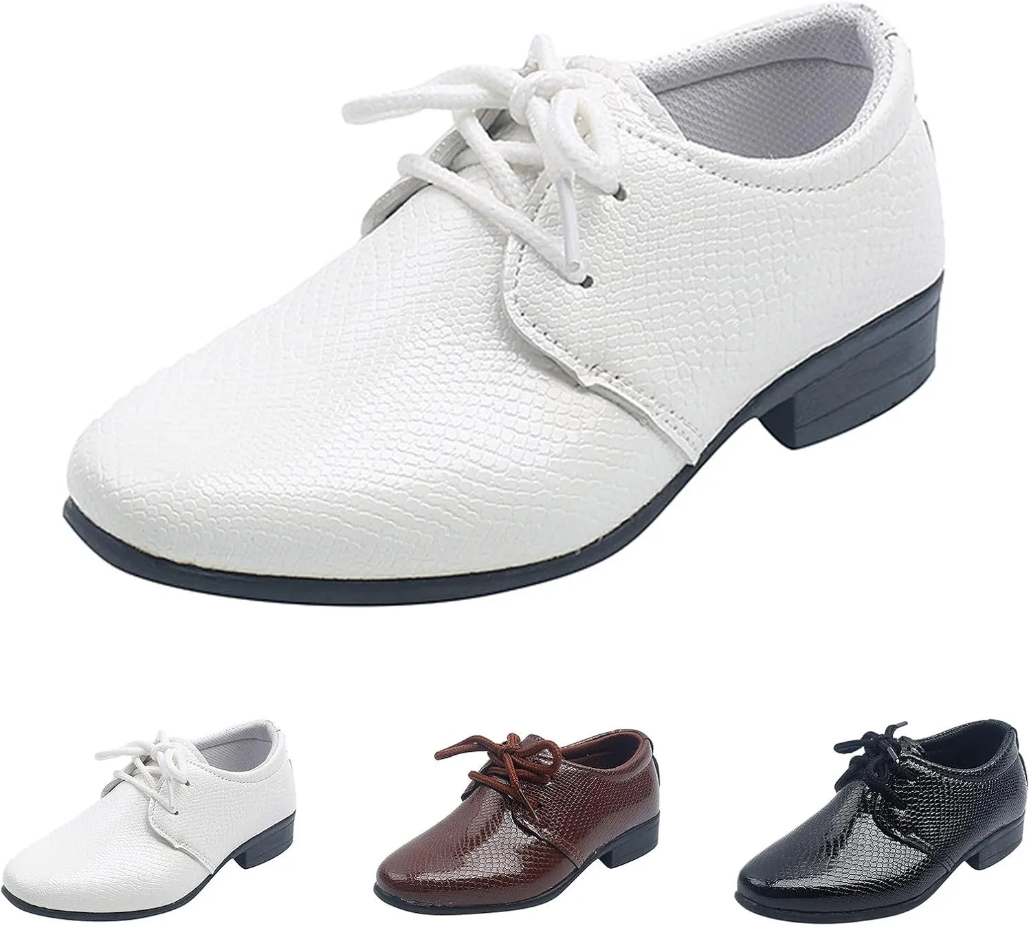 Boys Kids Toddler Leather Shoes Performance Lace Up British Style Dress Shoes Wedding Dance Party Casual Oxfords Loafers