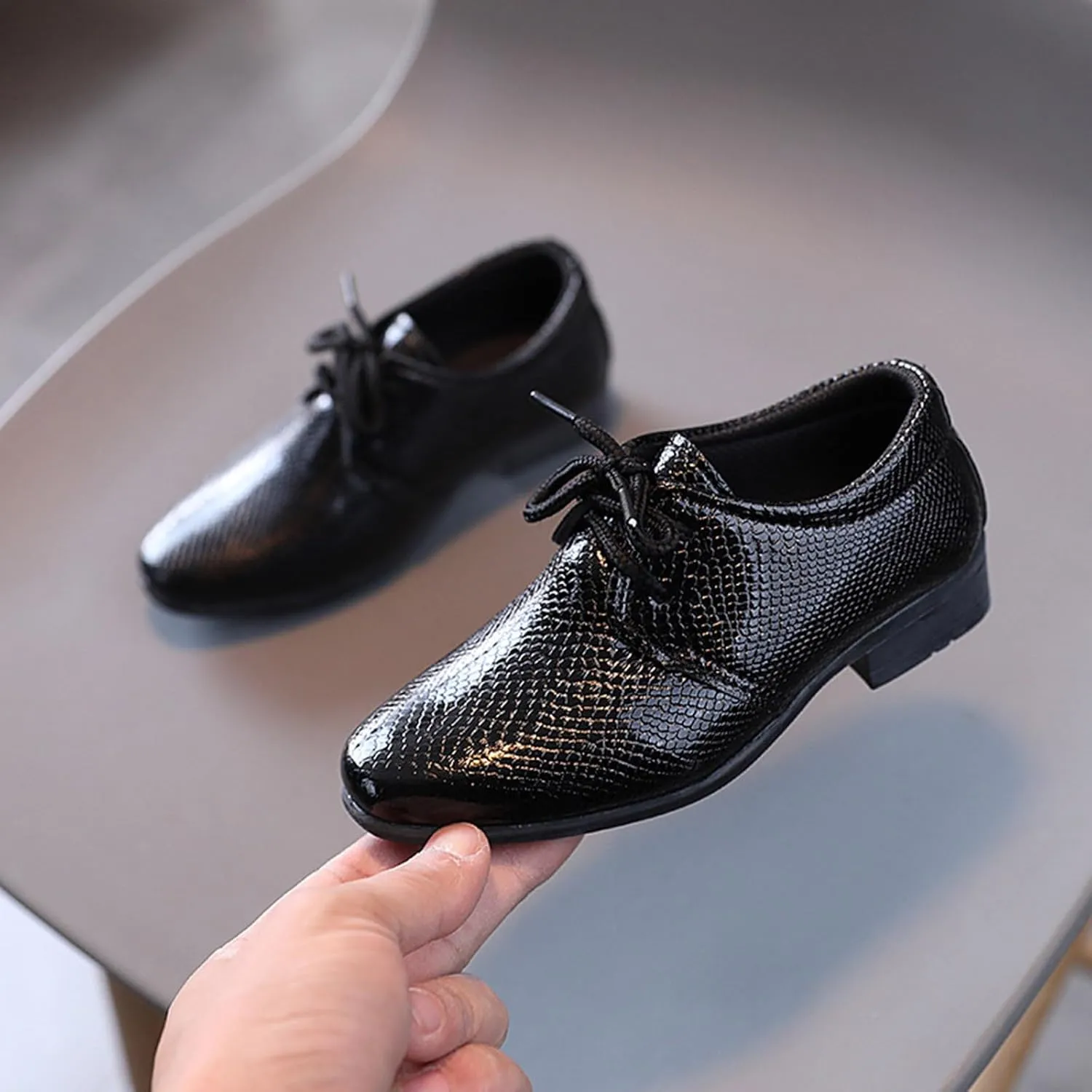 Boys Kids Toddler Leather Shoes Performance Lace Up British Style Dress Shoes Wedding Dance Party Casual Oxfords Loafers