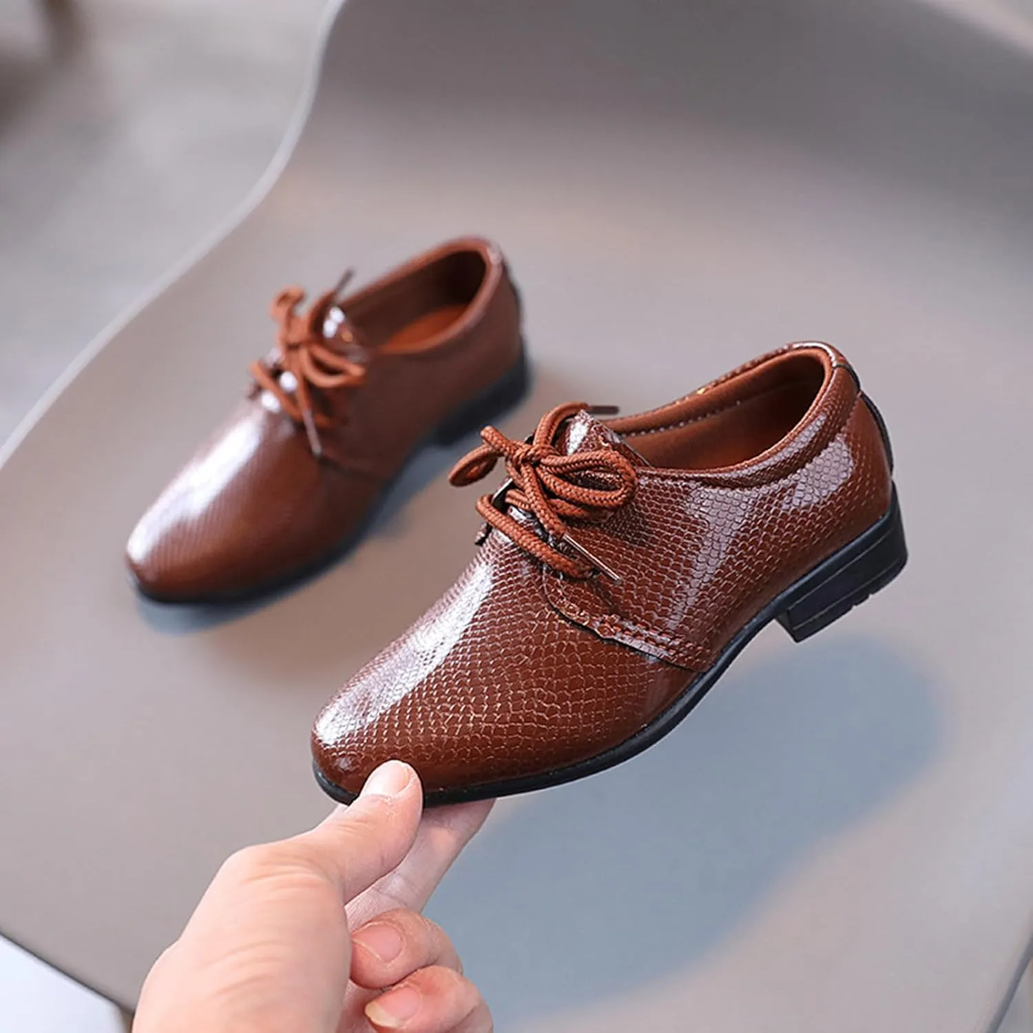 Boys Kids Toddler Leather Shoes Performance Lace Up British Style Dress Shoes Wedding Dance Party Casual Oxfords Loafers