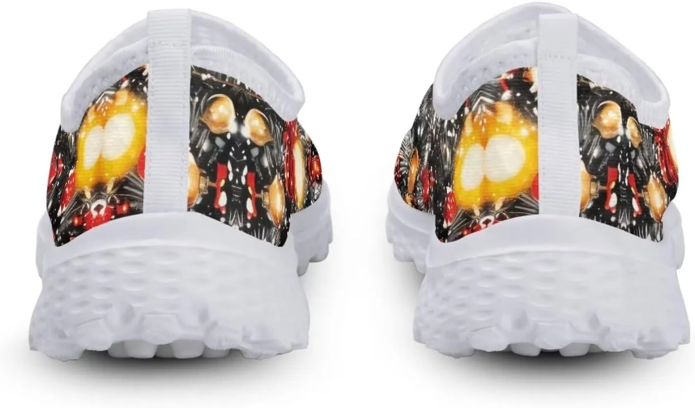 Christmas Roading Running Shoes Breathable Mesh Outdoor Walking Shoes Slip On Loafer Shoes Size 5.5-11.5