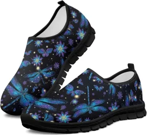 Fashion Walking Shoes for Womens Girls Classic Outdoor Sneakers Breathable Running Slip-On Loafers for Workout Size 5.5-11.5 Black Sole