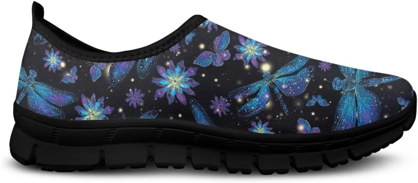 Fashion Walking Shoes for Womens Girls Classic Outdoor Sneakers Breathable Running Slip-On Loafers for Workout Size 5.5-11.5 Black Sole