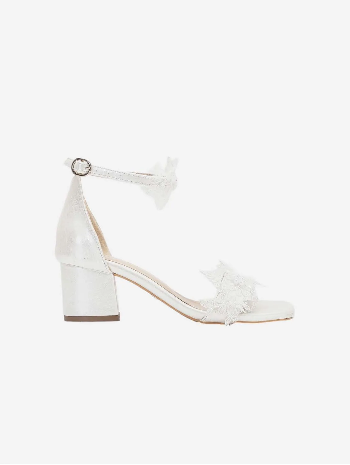 Flora Vegan Leather Floral Lace Wedding Sandals | Ivory
