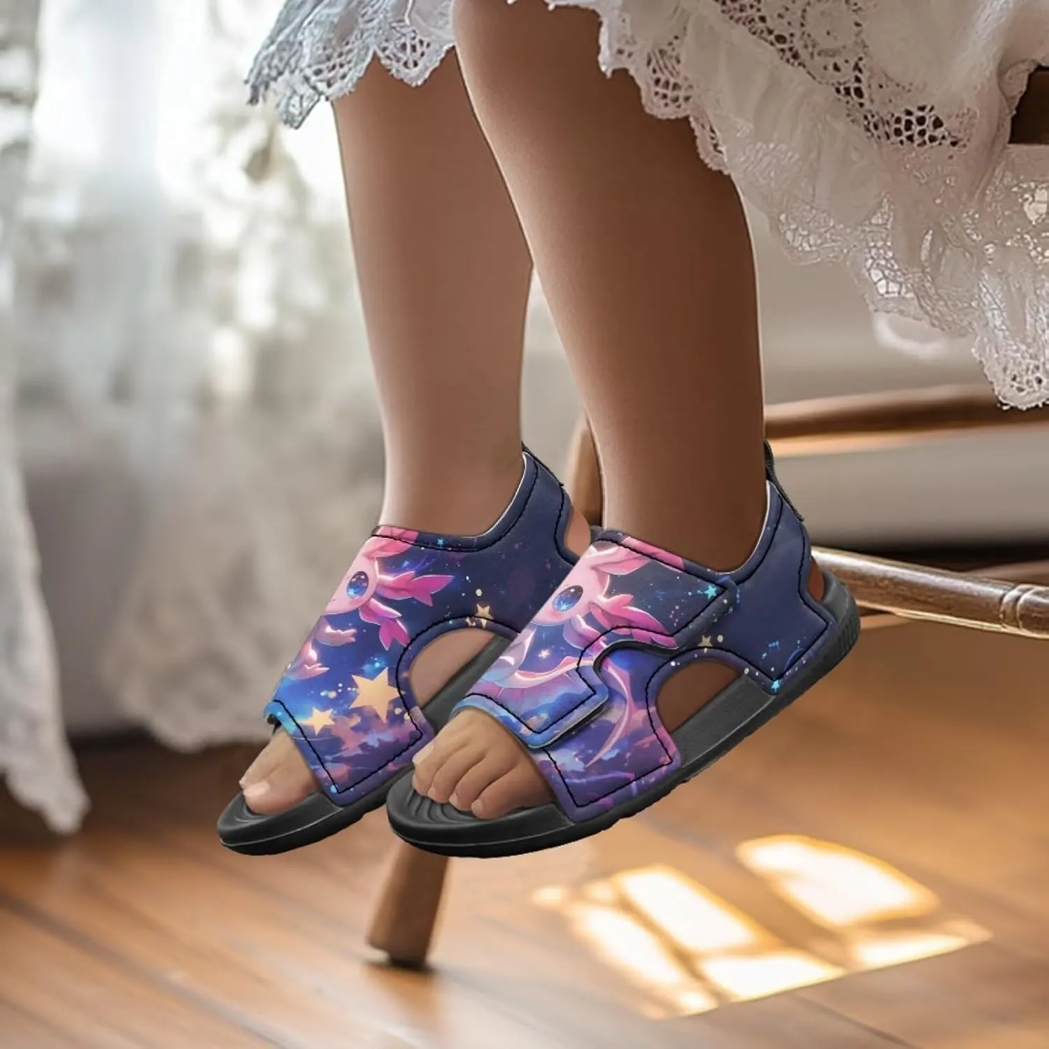 Little Girls Axolotl Star Sport Sandals Kids Toddler Causal Open Toe Outdoor Summer Shoes Hiking Water Sandals