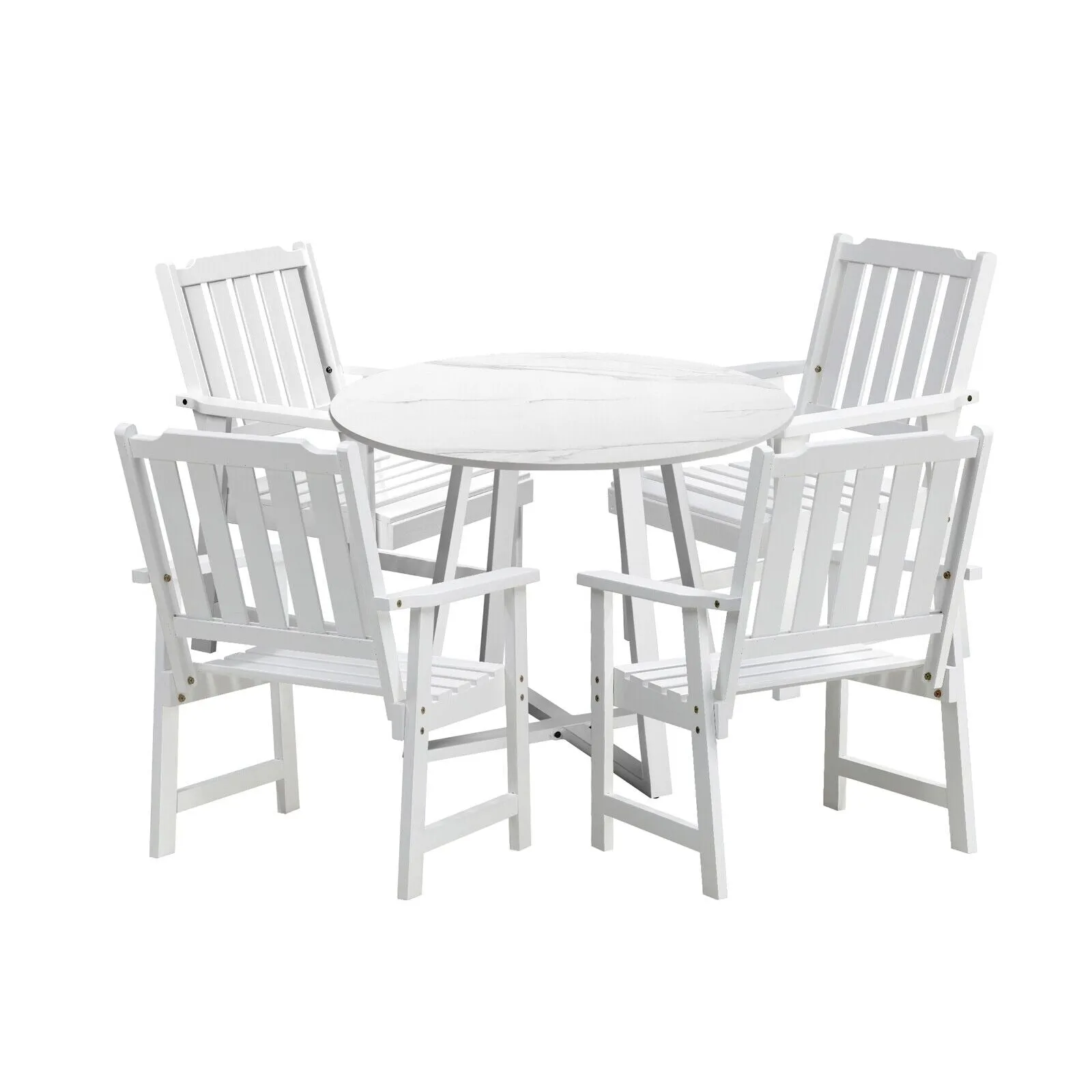 Livsip 5PCS Outdoor Dining Setting Table Solid Wood Chair Patio Furniture Set
