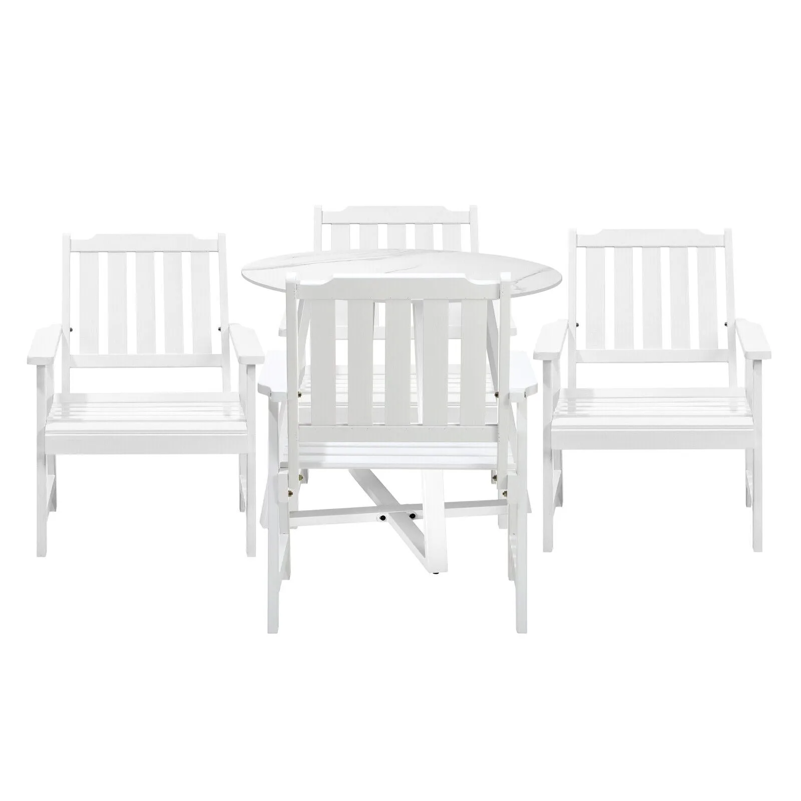 Livsip 5PCS Outdoor Dining Setting Table Solid Wood Chair Patio Furniture Set