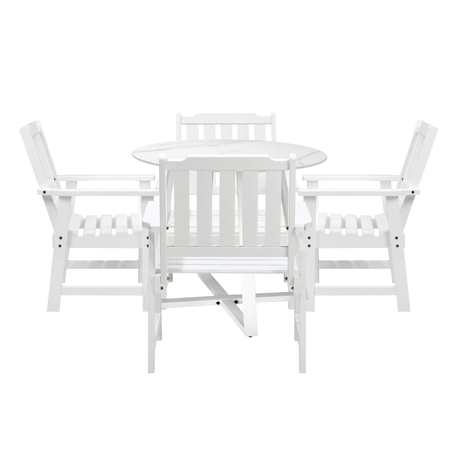 Livsip 5PCS Outdoor Dining Setting Table Solid Wood Chair Patio Furniture Set
