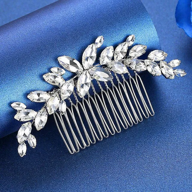 Luxury Handmade Rhinestone Bridal or Quinceañera Hair Combs/Pins Crystal Flower Pearls Wedding Bride Hair Jewelry Accessories Hair Ornaments