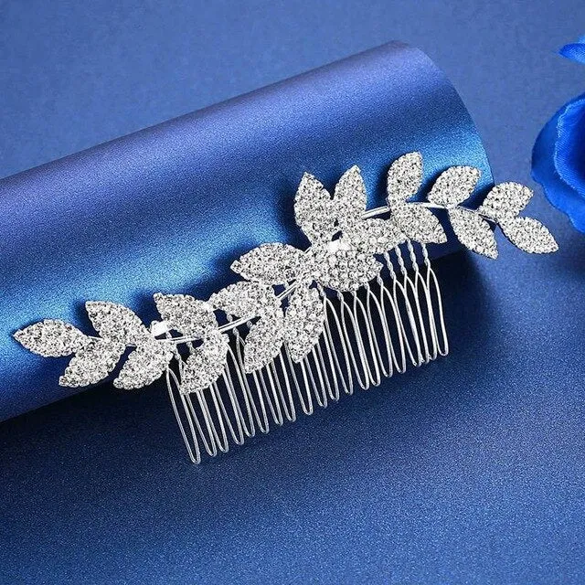 Luxury Handmade Rhinestone Bridal or Quinceañera Hair Combs/Pins Crystal Flower Pearls Wedding Bride Hair Jewelry Accessories Hair Ornaments