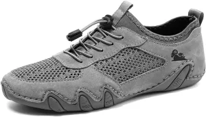 Men's Mesh Elastic Shoelace Sneakers Outdoor Casual Breathable Slip-on Chukka Boots Non-Slip Lightweight Outdoor Training Walking Loafers