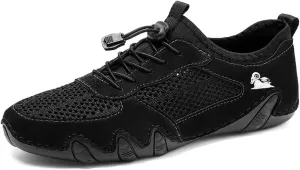 Men's Mesh Elastic Shoelace Sneakers Outdoor Casual Breathable Slip-on Chukka Boots Non-Slip Lightweight Outdoor Training Walking Loafers