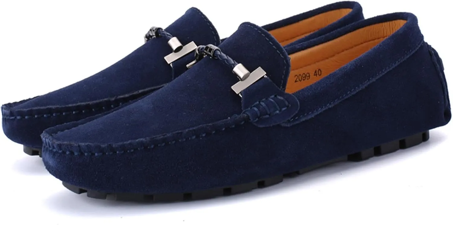 Men's Suede Leather Dress Loafers Slip On Casual Shoes Lightweight Soft Penny Loafers Driving Shoes Classic Moccasins