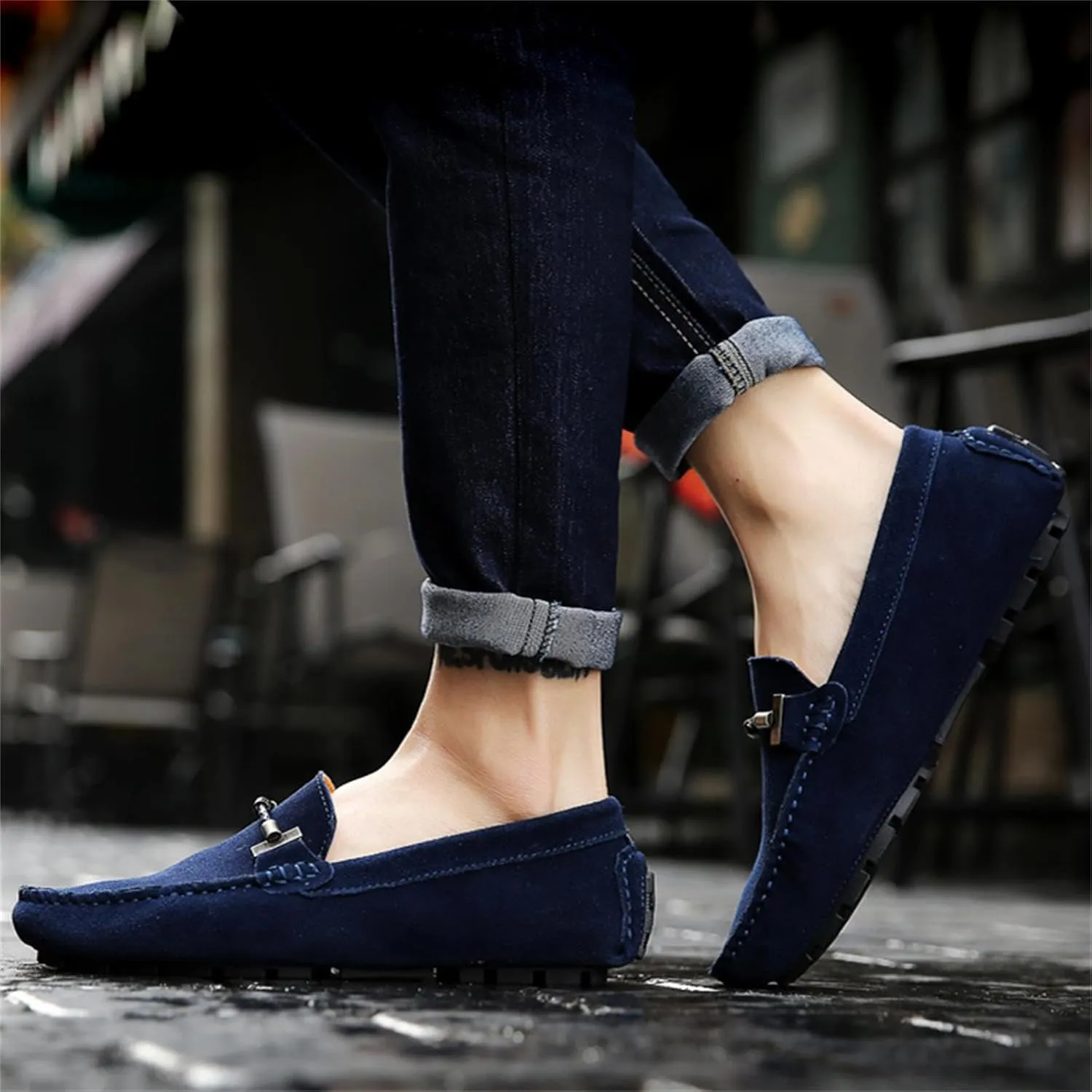 Men's Suede Leather Dress Loafers Slip On Casual Shoes Lightweight Soft Penny Loafers Driving Shoes Classic Moccasins
