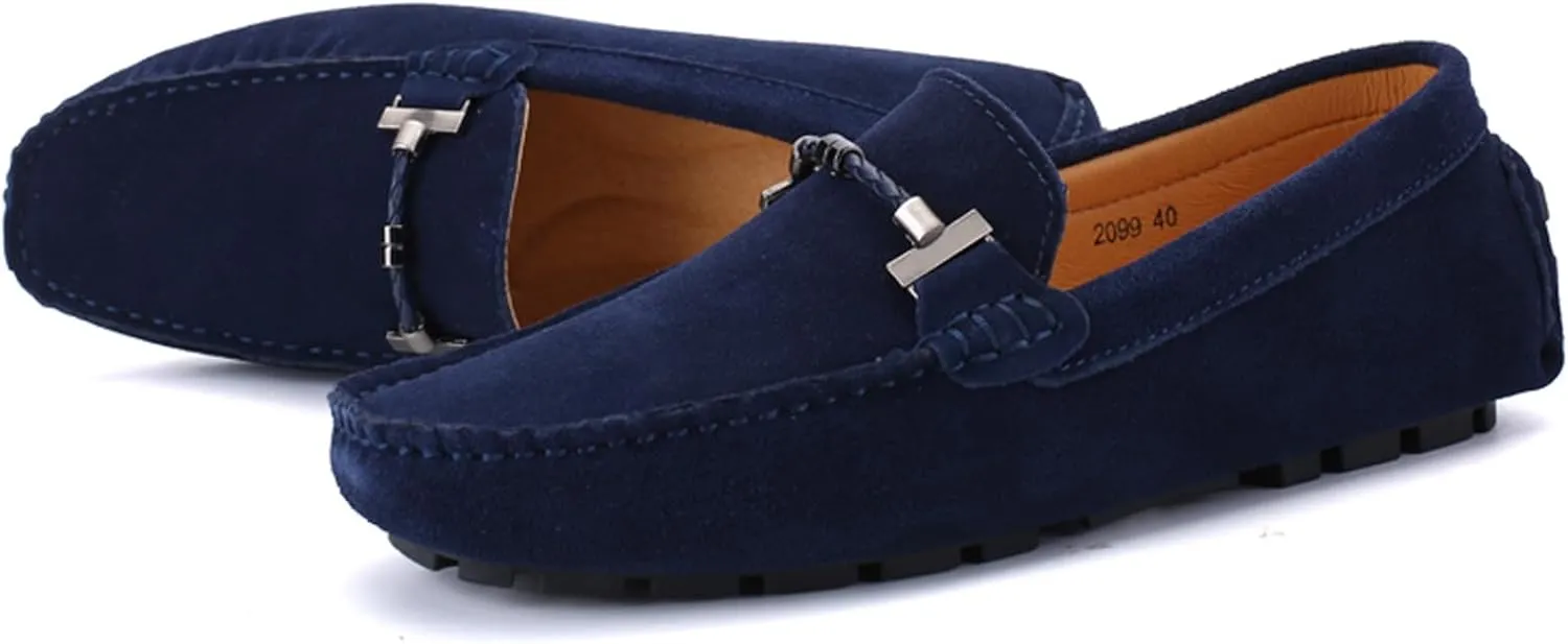 Men's Suede Leather Dress Loafers Slip On Casual Shoes Lightweight Soft Penny Loafers Driving Shoes Classic Moccasins