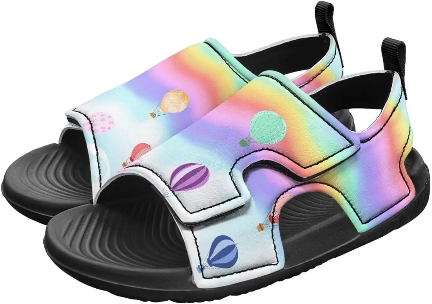 Pink Stripe Sandals Kids Girls Fashion Sport Athletic Sandals Lightweight Summer Beach Water Shoes for Toddler Adjustable
