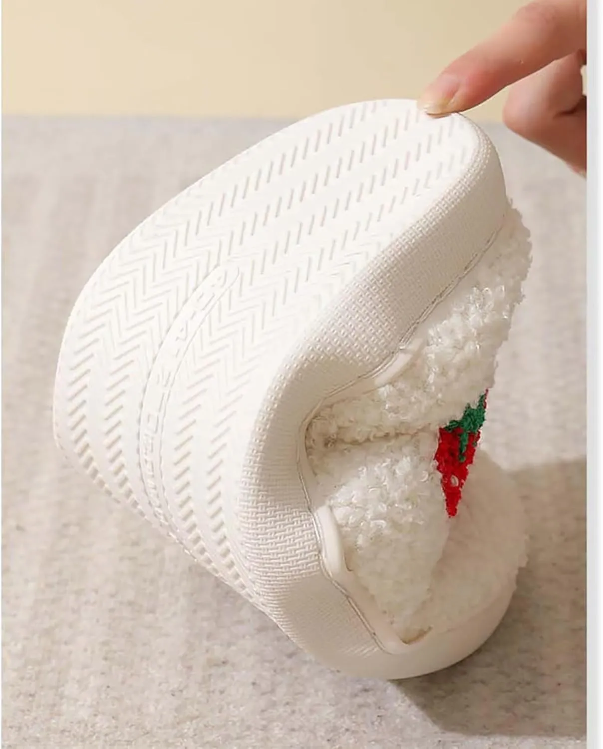QSKPC Happy Cute Furry Bear Slippers Rainbow Cozy House Slippers Strawberry Clouds Plush Slippers Vintage Women Cowboy Boots Cowboy Hat Slippers Winter Indoor Outdoor Warm Slippers
