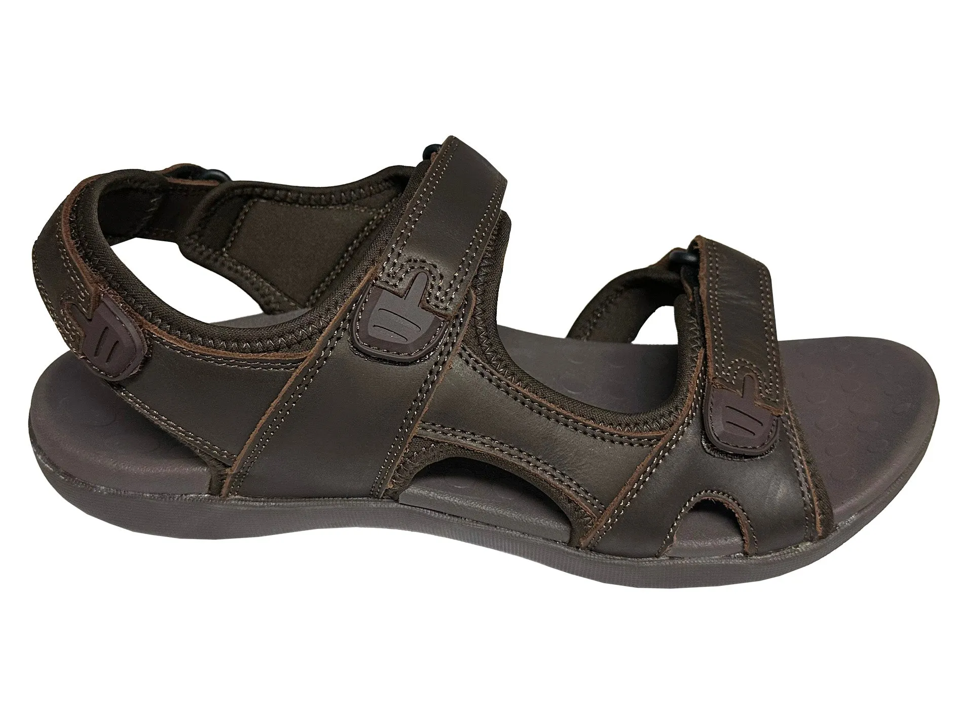 Scholl Men's Orthaheel Brown Leather Back Strap Sandals