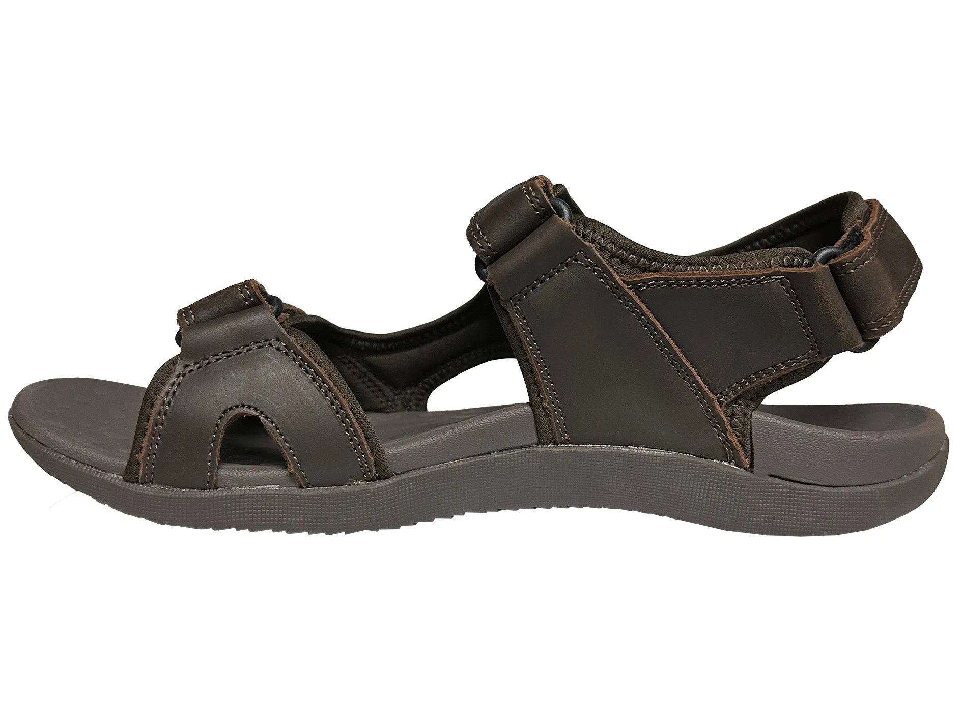 Scholl Men's Orthaheel Brown Leather Back Strap Sandals