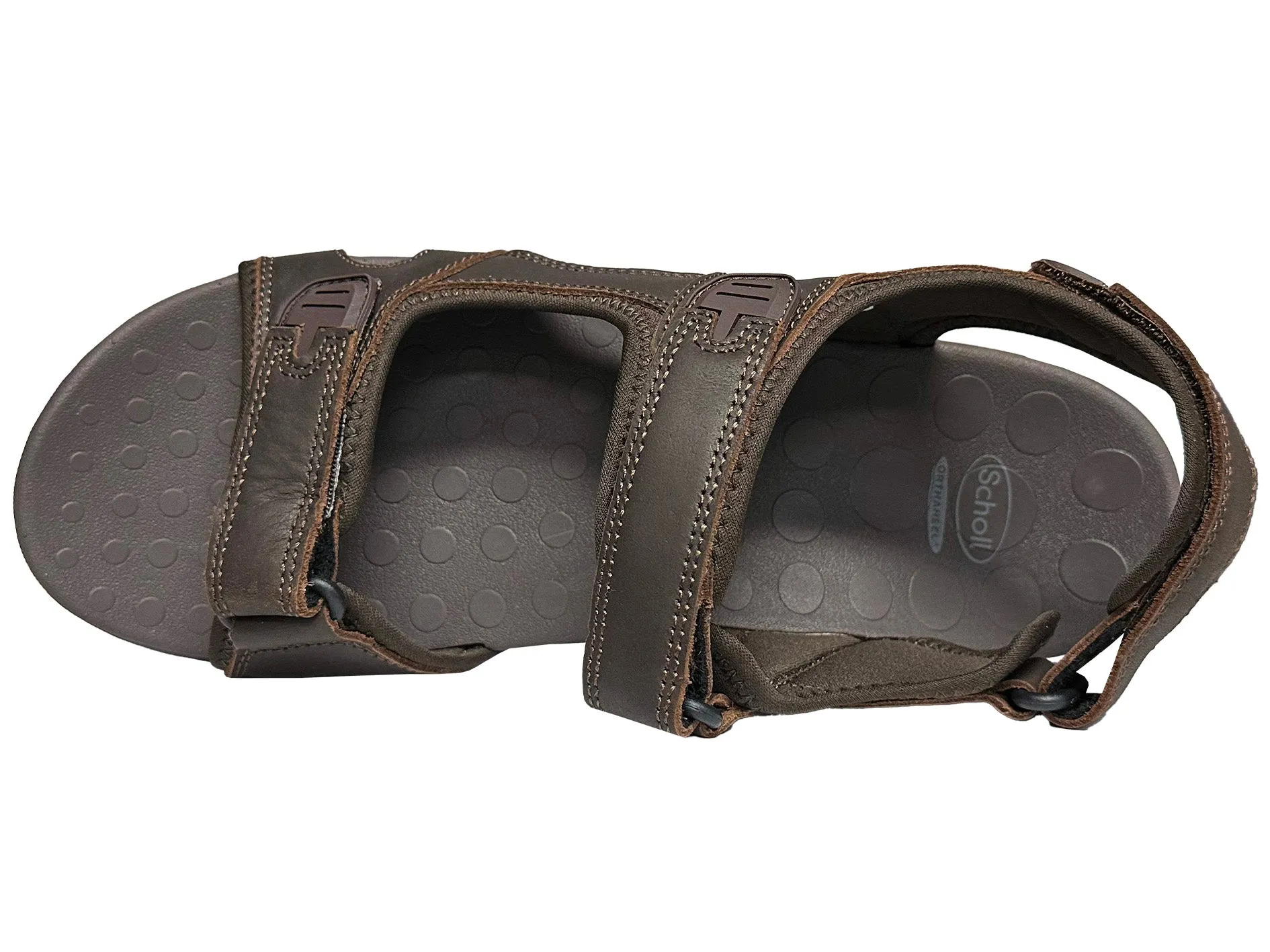 Scholl Men's Orthaheel Brown Leather Back Strap Sandals