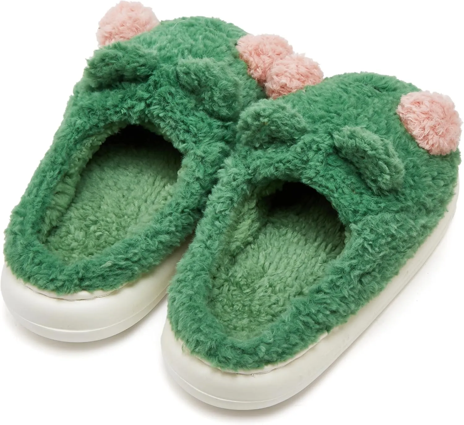 Solyinne Women's Cute Frog Slippers - Winter Warm Fluffy Fleece Indoor Outdoor Shoes