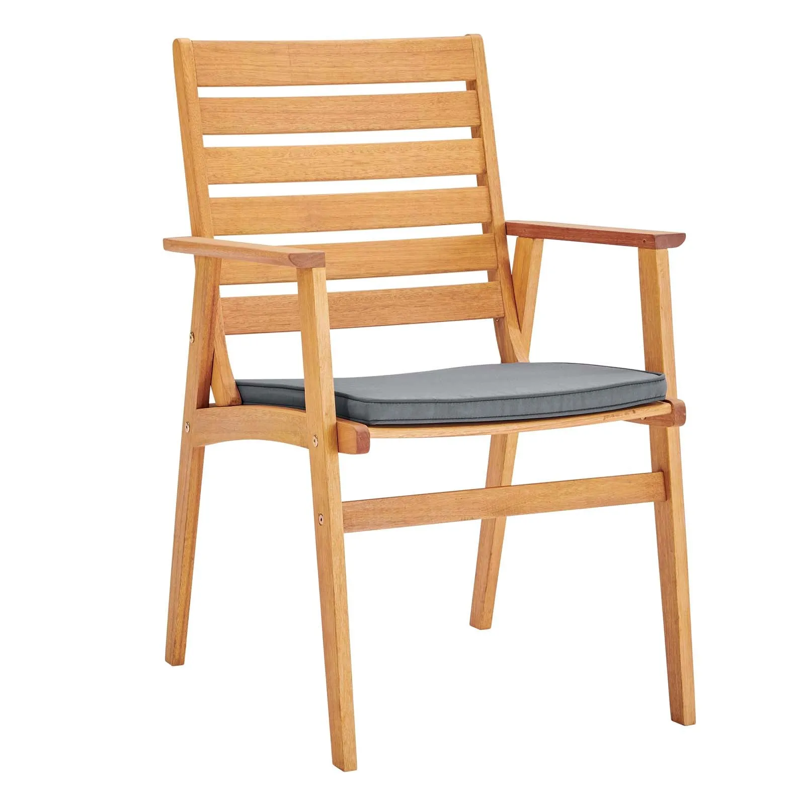 Syracuse 6 Piecce Outdoor Patio Eucalyptus Wood Dining Set in Natural Gray