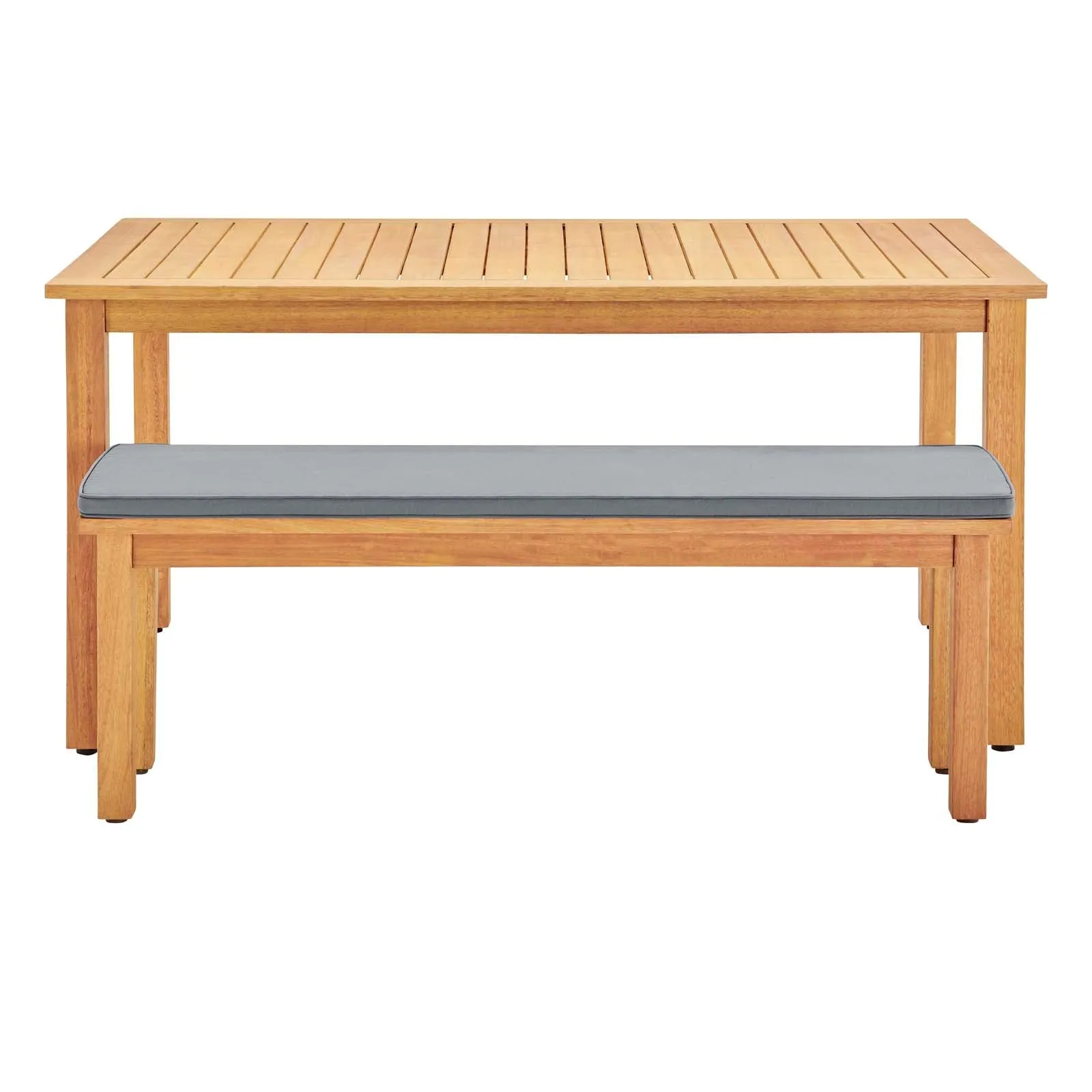 Syracuse 6 Piecce Outdoor Patio Eucalyptus Wood Dining Set in Natural Gray