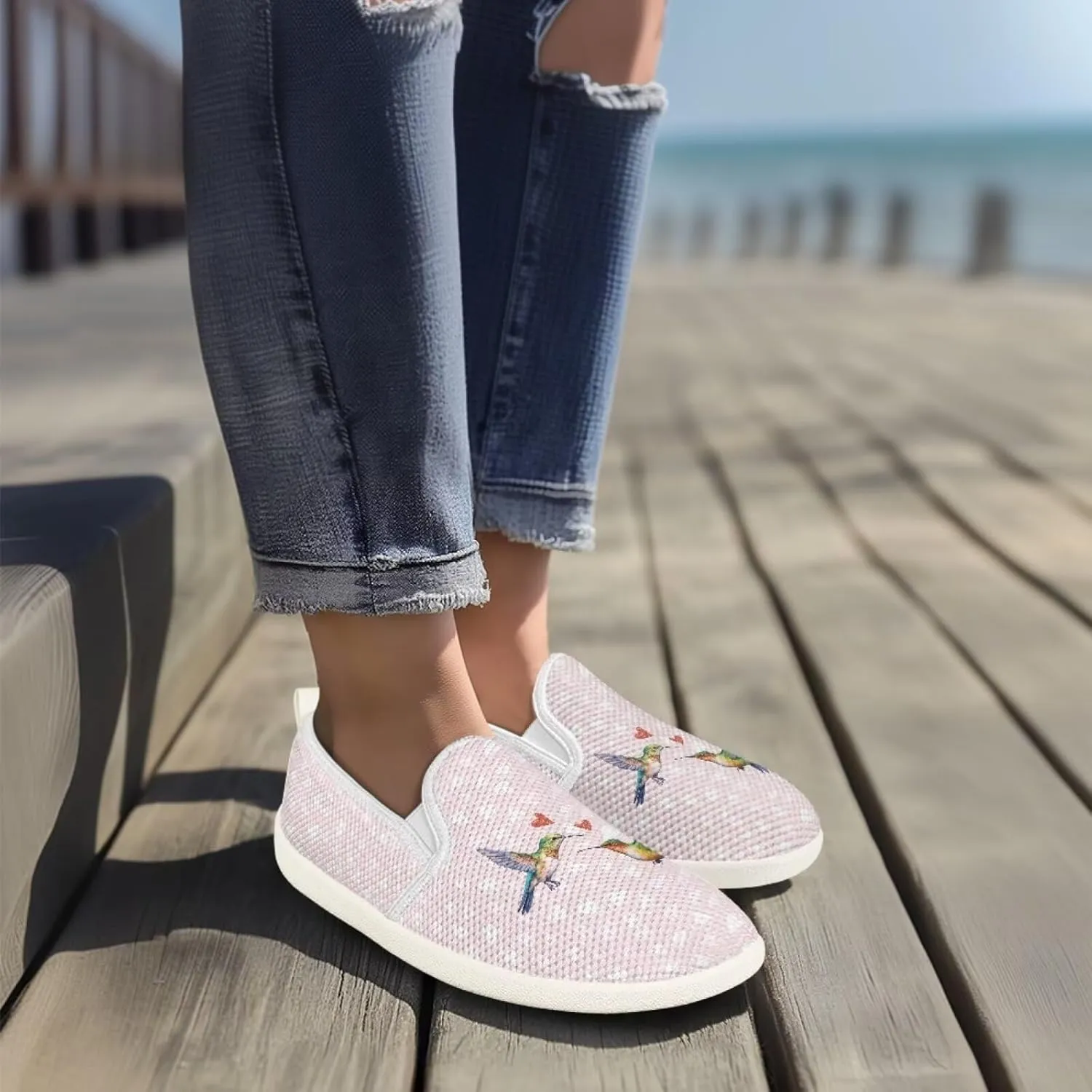 Women's Hummingbird Outdoor Loafer Wedding Shoes Dress Flats Leisure Loafers Slip-On Walking Shoes
