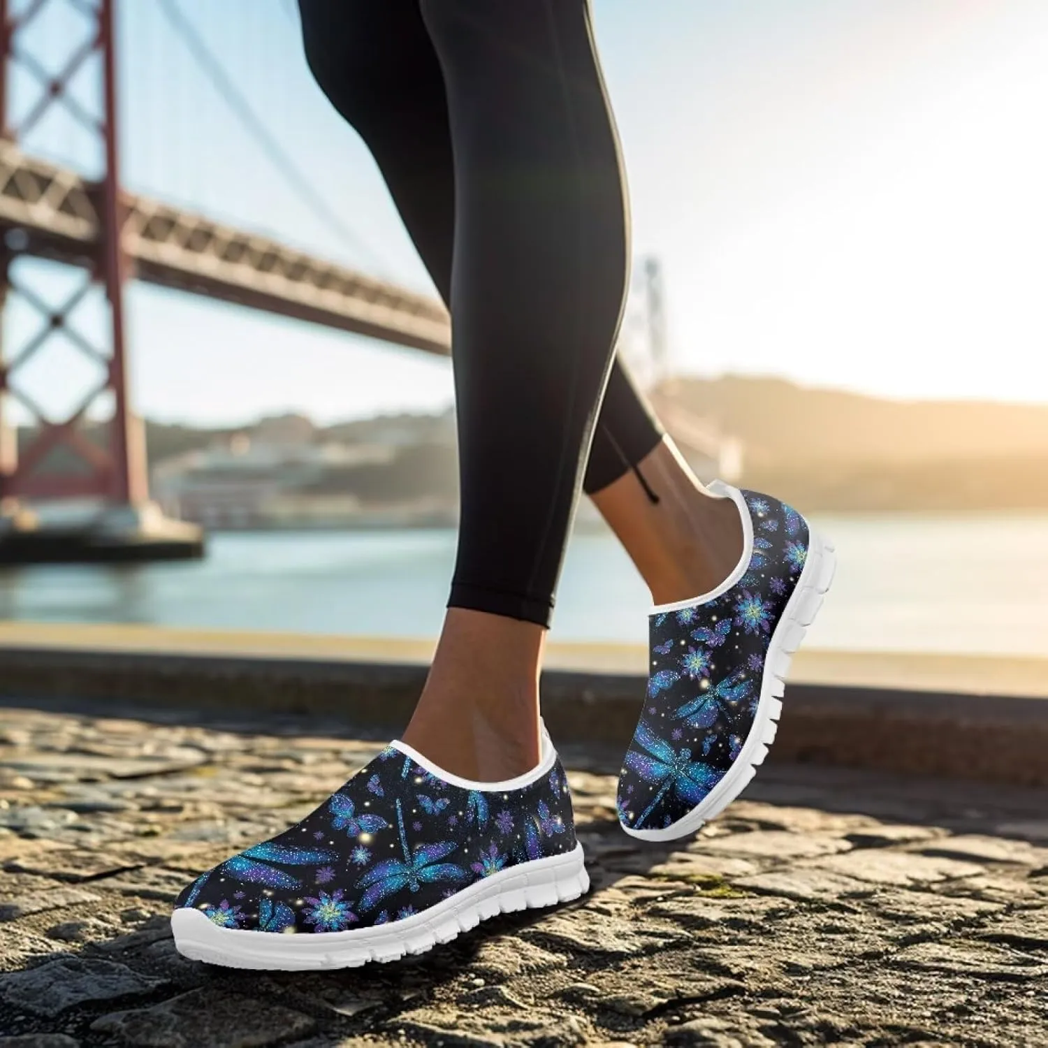 Womens Slip On Sneakers Casual Lightweight Outdoor Walking Shoes Fashion Breathable Mesh Loafers for Travel Size 5.5-11.5 White Sole