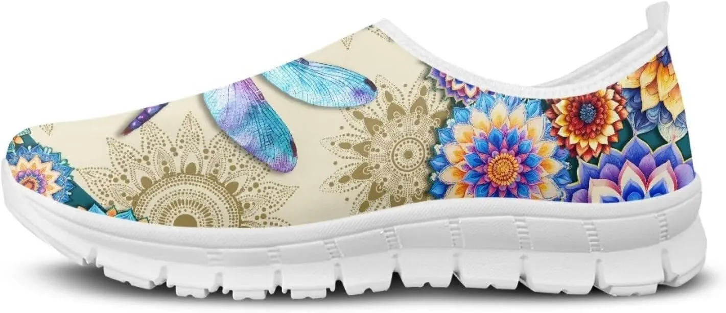 Womens Slip On Sneakers Casual Lightweight Outdoor Walking Shoes Fashion Breathable Mesh Loafers for Travel Size 5.5-11.5 White Sole