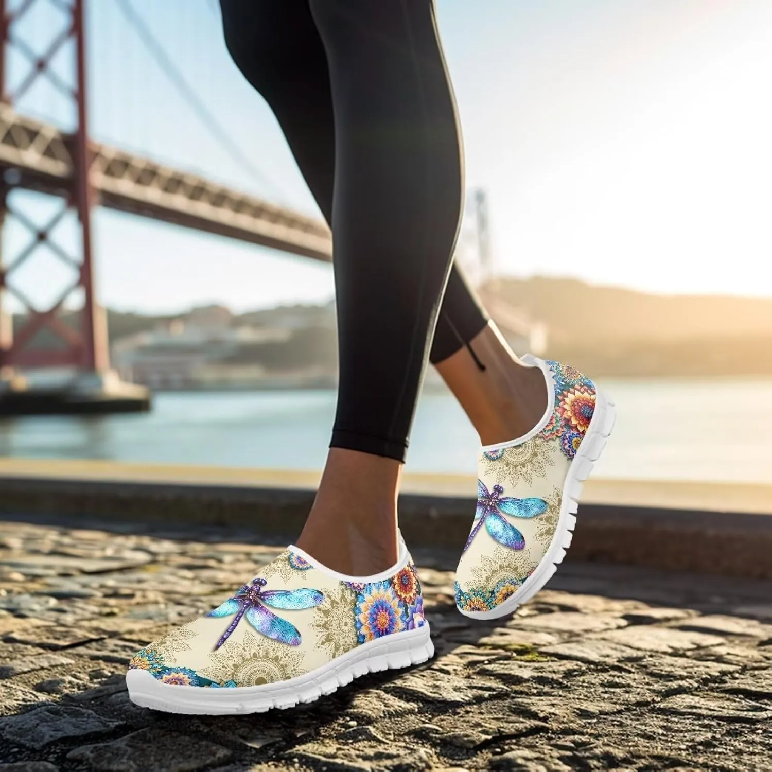 Womens Slip On Sneakers Casual Lightweight Outdoor Walking Shoes Fashion Breathable Mesh Loafers for Travel Size 5.5-11.5 White Sole