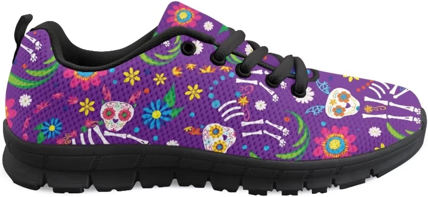 Womens Walking Shoes Non Slip Gym Workout Sneakers Popular Lace-Up Lightweight Comfort Cushion Shoes for Outdoor Size 5-12 Black Sole