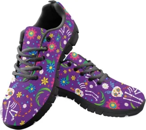 Womens Walking Shoes Non Slip Gym Workout Sneakers Popular Lace-Up Lightweight Comfort Cushion Shoes for Outdoor Size 5-12 Black Sole
