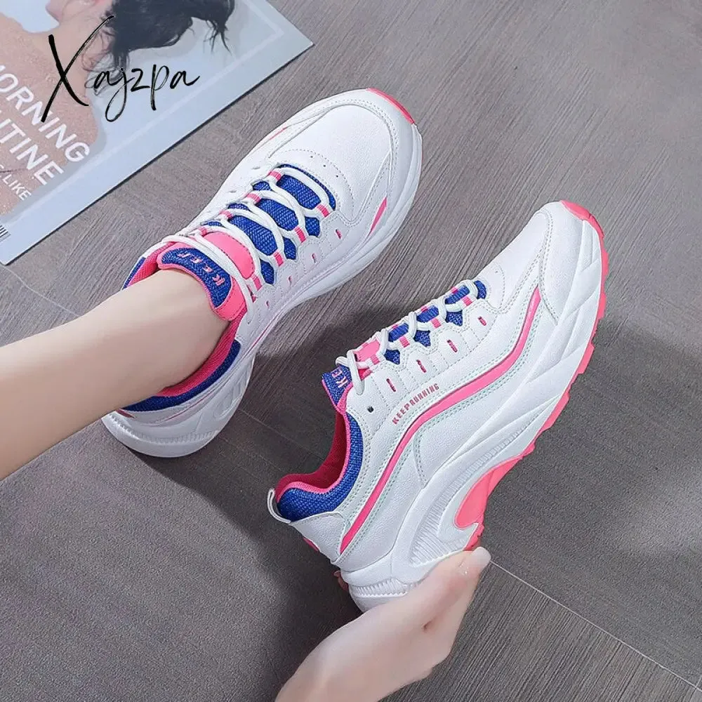 Xajzpa - Women Platform Sneakers Ladies Sports Casual Shoes Vulcanized Fashion Chunky Outdoor Sneakers Breathable Trainers Female