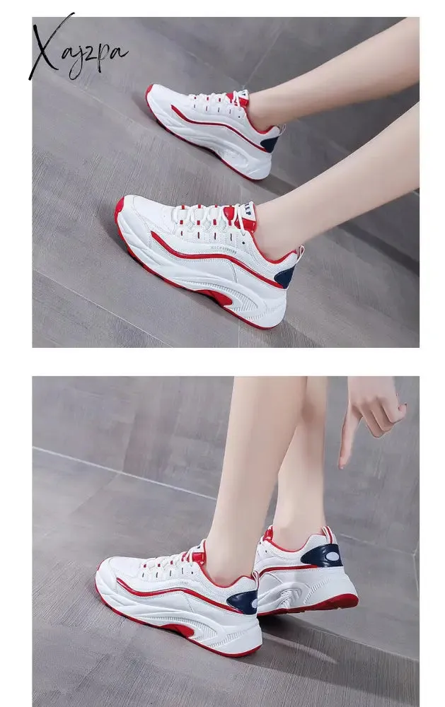Xajzpa - Women Platform Sneakers Ladies Sports Casual Shoes Vulcanized Fashion Chunky Outdoor Sneakers Breathable Trainers Female